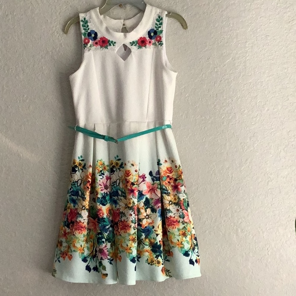 Beautees Red and White Sleeveless A-Line Sundress